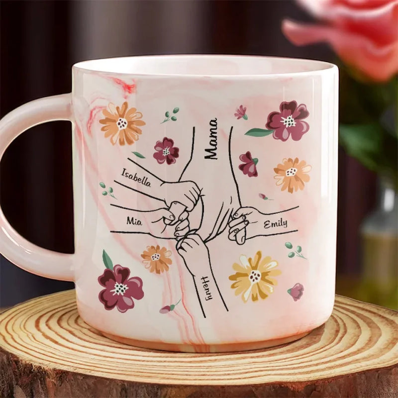 A Little Bit Parent, A Little Bit Best Friend - Family Personalized Custom Marble Mug - Gift For Mom, Grandma