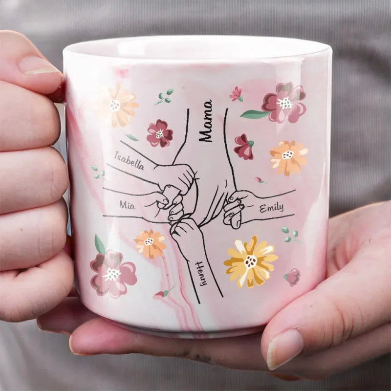 A Little Bit Parent, A Little Bit Best Friend - Family Personalized Custom Marble Mug - Gift For Mom, Grandma