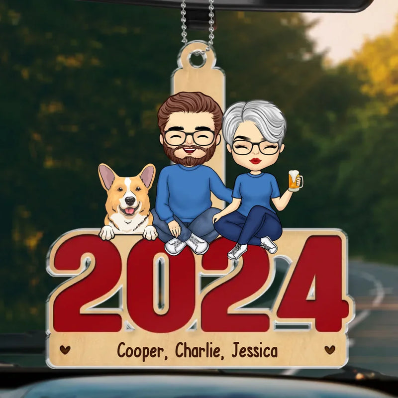 Dogs Have Owners, Cats Have Staff - Dog & Cat Personalized Custom Car Ornament - Acrylic Custom Shaped - Gift For Pet Owners, Pet Lovers