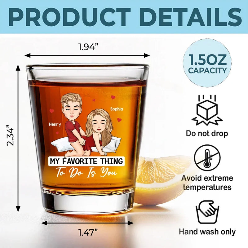 Wish You're In Me, I Mean Here With Me - Couple Personalized Custom Shot Glass - Gift For Husband Wife, Anniversary