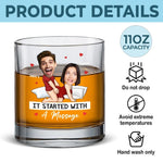 Custom Photo It Started With A Message - Couple Personalized Custom Whiskey Glass - Gift For Husband Wife, Anniversary