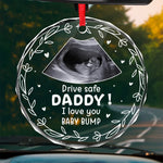 Custom Photo Keep Calm And Drive On - Family Personalized Custom Round Glass Ornament Car Hanger - Gift For Family Members