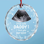 Custom Photo Keep Calm And Drive On - Family Personalized Custom Round Glass Ornament Car Hanger - Gift For Family Members