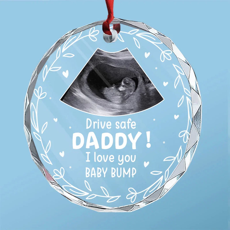 Custom Photo Keep Calm And Drive On - Family Personalized Custom Round Glass Ornament Car Hanger - Gift For Family Members