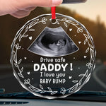 Custom Photo Keep Calm And Drive On - Family Personalized Custom Round Glass Ornament Car Hanger - Gift For Family Members