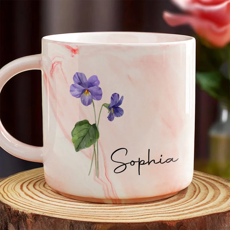 Our Friendship Is The Sweetest Flower Of All - Bestie Personalized Custom Marble Mug - Gift For Best Friends, BFF, Sisters