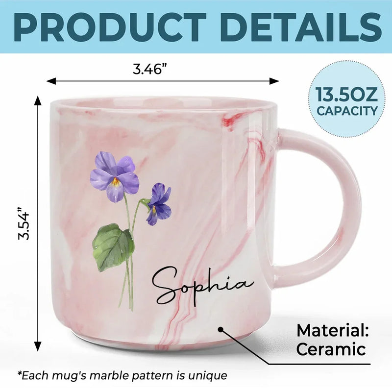 Our Friendship Is The Sweetest Flower Of All - Bestie Personalized Custom Marble Mug - Gift For Best Friends, BFF, Sisters