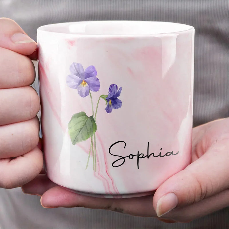 Our Friendship Is The Sweetest Flower Of All - Bestie Personalized Custom Marble Mug - Gift For Best Friends, BFF, Sisters