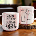 Never Too Far To Have Coffee Together - Bestie Personalized Custom Marble Mug - Gift For Best Friends, BFF, Sisters