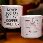 Never Too Far To Have Coffee Together - Bestie Personalized Custom Marble Mug - Gift For Best Friends, BFF, Sisters