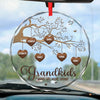 Grandma’s Love Is The Root Of Our Family Tree - Family Personalized Custom Round Glass Ornament Car Hanger - Gift For Grandma