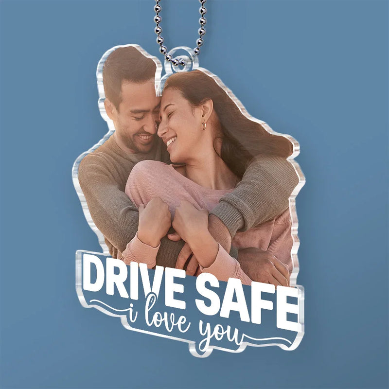 Custom Photo Happier With You - Couple Personalized Custom Car Ornament - Acrylic Custom Shaped - Gift For Husband Wife, Anniversary