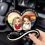 Not Sisters By Blood But Sisters By Heart - Bestie Personalized Custom Car Visor Clip - Gift For Best Friends, BFF, Sisters