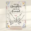 Sa main est mon refuge - Plaque rectangulaire en acrylique personnalisée pour la famille - Cadeau pour maman