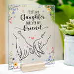 Her Hand Is My Safe Place - Family Personalized Custom Rectangle Shaped Acrylic Plaque - Gift For Mom
