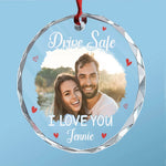 Custom Photo Drive Safe And Come Home To My Heart - Couple Personalized Custom Round Glass Ornament Car Hanger - Gift For Husband Wife, Anniversary