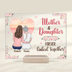 D'abord mes filles, pour toujours mes amies - Plaque rectangulaire en acrylique personnalisée pour la famille - Cadeau pour maman et fille