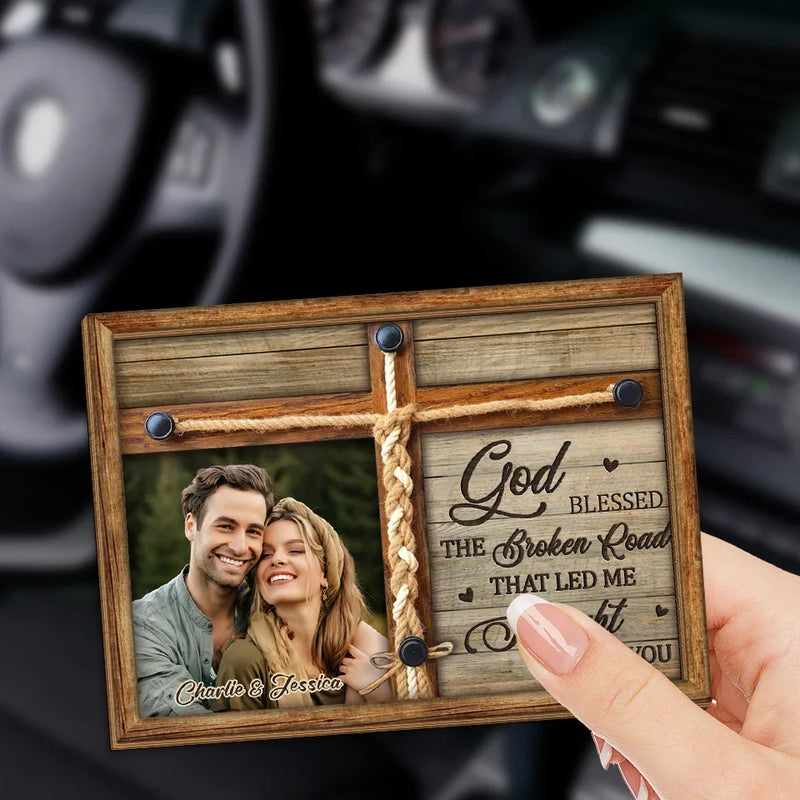 Custom Photo God Blessed Us With Each Other - Couple Personalized Custom Car Visor Clip - Gift For Husband Wife, Anniversary