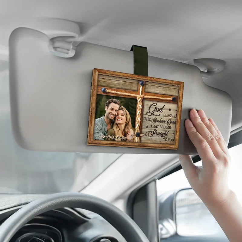 Custom Photo God Blessed Us With Each Other - Couple Personalized Custom Car Visor Clip - Gift For Husband Wife, Anniversary