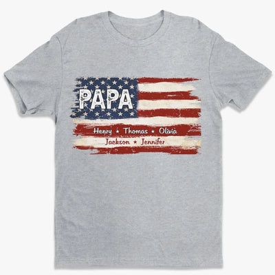 Custom American Flag Unisex T-shirt, Hoodie - Personalized America 250th Anniversary Father's Day Birthday Gifts For Dad, Grandpa - Proud To Be American