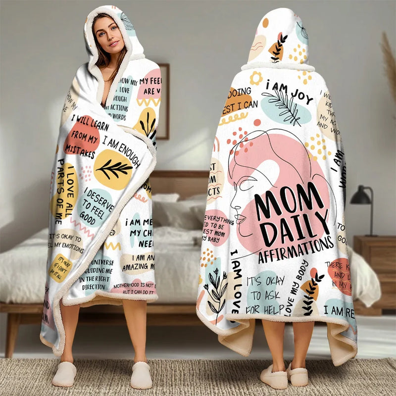 I Am An Amazing Mom, Mom Daily Affirmations - Family Personalized Custom Snuggle Blanket, Hoodie Blanket - Gift For Mom, Yourself