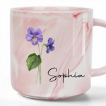 Custom Name Violet Flower Gifts - Personalized Marble Mug
