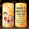 Je promets d'être toujours à tes côtés - Bougie LED personnalisée pour couple - Cadeau pour mari et femme, anniversaire