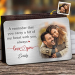 Custom Photo A Reminder That You Carry A Bit Of My Heart With You - Couple Personalized Custom Aluminum Wallet Card - Gift For Husband Wife, Anniversary