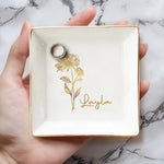 Custom Name Floral Keepsake Gift - Personalized Jewelry Dish
