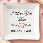 Happy Ending - Couple Personalized Custom Jewelry Dish - Gift For Husband Wife, Anniversary