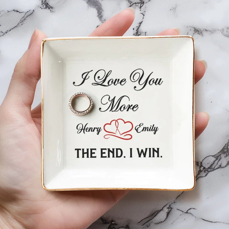 Happy Ending - Couple Personalized Custom Jewelry Dish - Gift For Husband Wife, Anniversary
