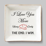 Happy Ending - Couple Personalized Custom Jewelry Dish - Gift For Husband Wife, Anniversary