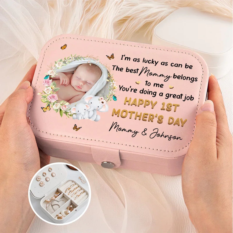 Custom Photo The Best Mom Belongs To Me - Family Personalized Custom Jewelry Case - Mother's Day, Gift For Mom, Grandma