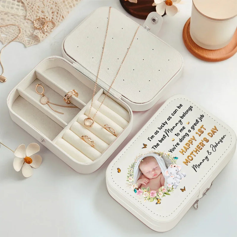 Custom Photo The Best Mom Belongs To Me - Family Personalized Custom Jewelry Case - Mother's Day, Gift For Mom, Grandma