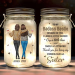 Because Of You, I Laugh A Little Harder - Bestie Personalized Custom Mason Jar Light - Gift For Best Friends, BFF, Sisters