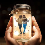 Because Of You, I Laugh A Little Harder - Bestie Personalized Custom Mason Jar Light - Gift For Best Friends, BFF, Sisters