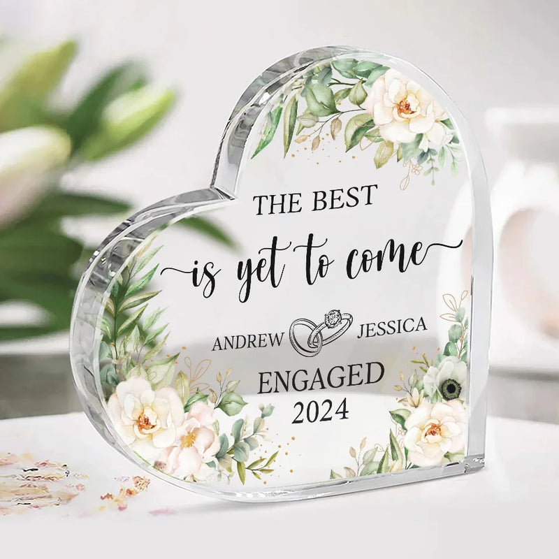 Engaged And In Love - Couple Personalized Custom Heart Shaped Acrylic Plaque - Gift For Husband Wife, Anniversary