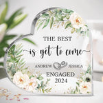 Engaged And In Love - Couple Personalized Custom Heart Shaped Acrylic Plaque - Gift For Husband Wife, Anniversary