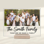 Custom Photo A Family Stitched Together With Love - Family Personalized Custom Rectangle Shaped Acrylic Plaque - Gift For Family Members
