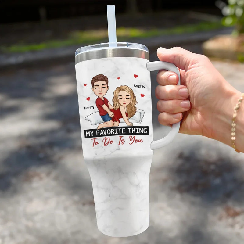 Pick Me, Choose Me, Love Me - Couple Personalized Custom 40 Oz Stainless Steel Tumbler With Handle - Gift For Husband Wife, Anniversary