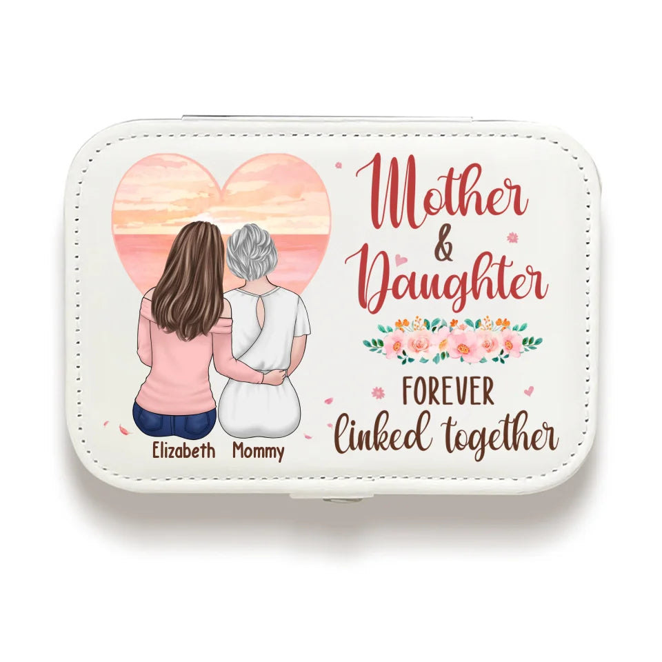 Mother & Daughters Forever Linked Together - Family Personalized Custom Jewelry Case - Gift For Mom, Daughter