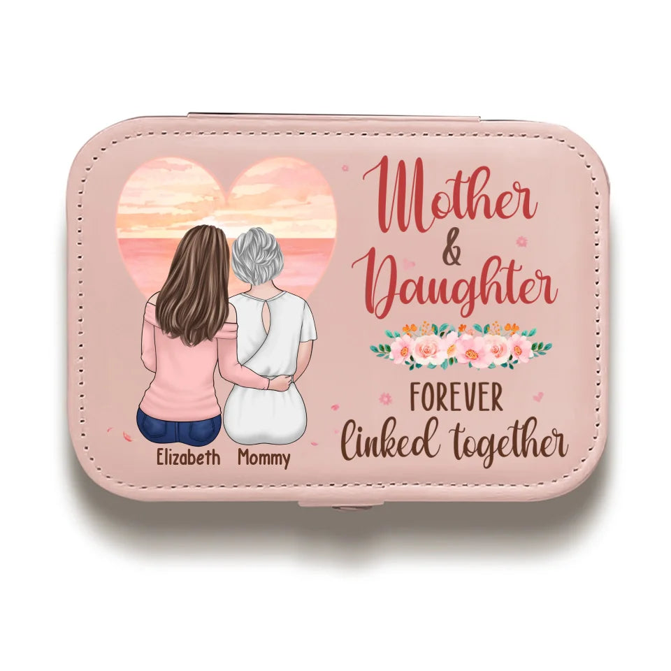 Mother & Daughters Forever Linked Together - Family Personalized Custom Jewelry Case - Gift For Mom, Daughter
