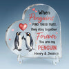 You’re My Penguin For Life - Couple Personalized Custom Heart Shaped Acrylic Plaque - Gift For Husband Wife, Anniversary