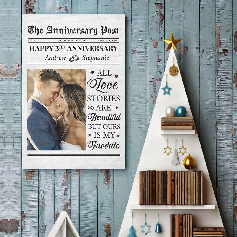 Custom Photo All Love Stories Are Beautiful But Ours Is My Favorite - Couple Personalized Custom Vertical Poster - Gift For Husband Wife, Anniversary