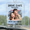 Custom Photo Keep Safe On The Road - Couple Personalized Custom Car Ornament - Acrylic Custom Shaped - Gift For Husband Wife, Anniversary