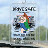 Take Care While You’re On The Road - Couple Personalized Custom Car Ornament - Acrylic Custom Shaped - Gift For Husband Wife, Anniversary