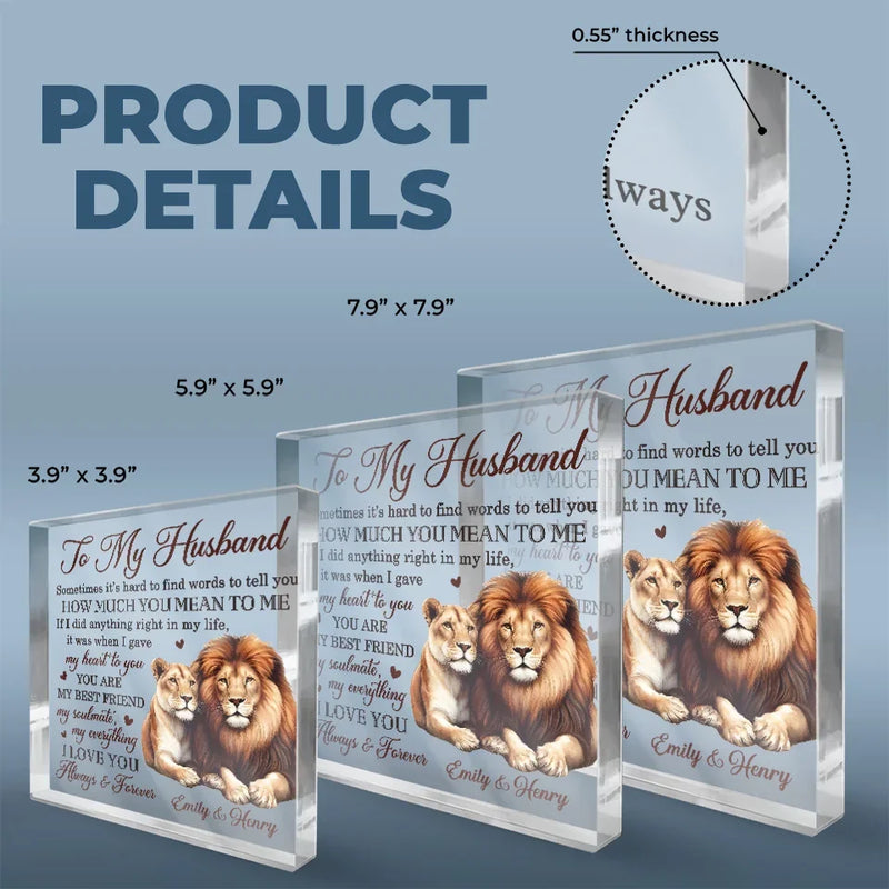 Our Love Is Fierce, Like A Lion’s Heart - Couple Personalized Custom Square Shaped Acrylic Plaque - Gift For Husband Wife, Anniversary
