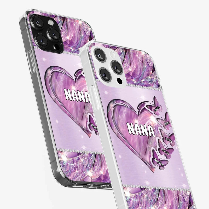 Grandkids Complete Her Joy - Family Personalized Custom Faux Jewelry Effect Printed Clear Phone Case - Gift For Mom, Grandma