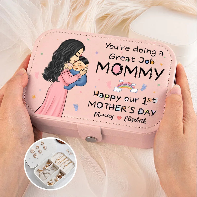 You're Doing A Great Job - Family Personalized Custom Jewelry Case - Baby Shower Gift, Gift For First Mom