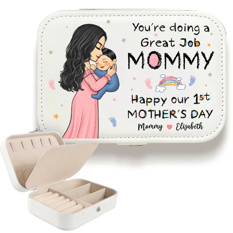 You're Doing A Great Job - Family Personalized Custom Jewelry Case - Baby Shower Gift, Gift For First Mom